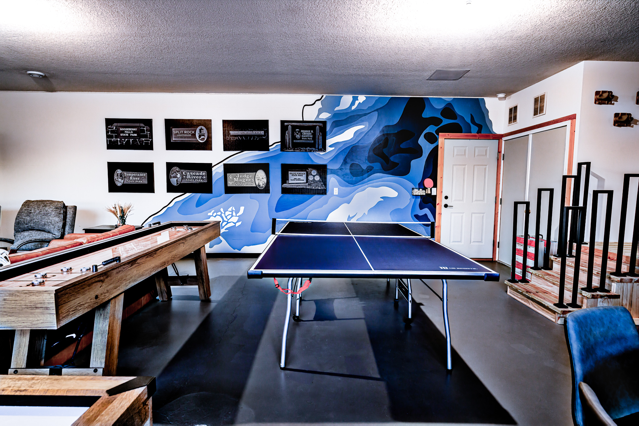The game room mural at Overlook Hus